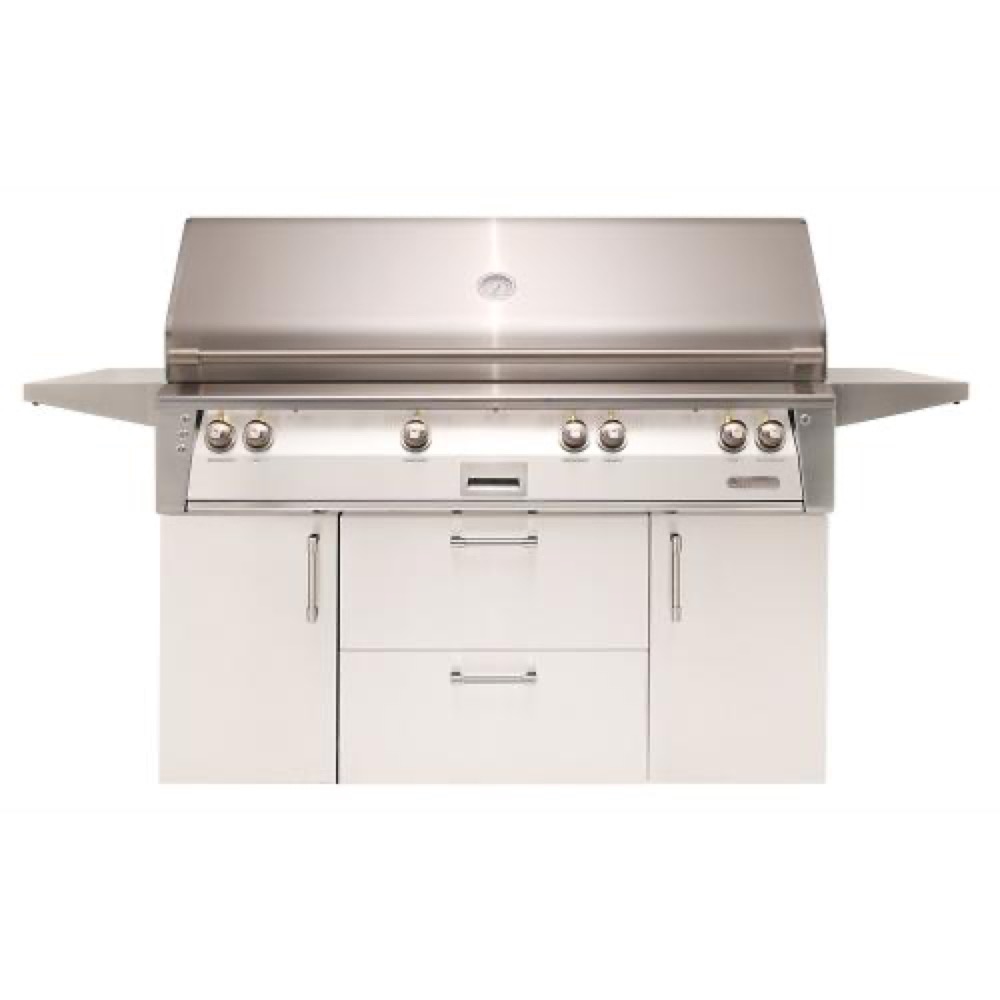 Alfresco Grills ALXE 56 Inch 4 Burner Freestanding Natural Gas Grill with Sear Zone and Rear Infrared Burner   Signal White Gloss