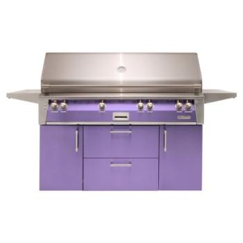 Alfresco Grills ALXE 56 Inch 4 Burner Freestanding Natural Gas Grill with Sear Zone and Rear Infrared Burner Blue Lilac ALXE 56BFGC NG S4005350