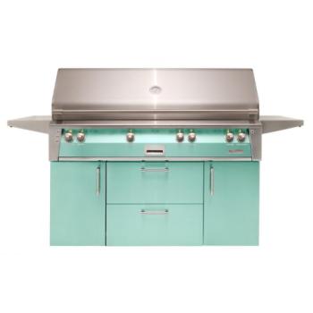 Alfresco Grills ALXE 56 Inch 4 Burner Freestanding Natural Gas Grill with Sear Zone and Rear Infrared Burner Light Green ALXE 56BFGC NG S6027350