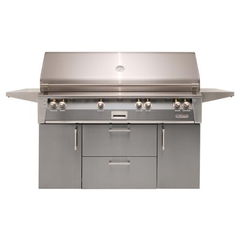 Alfresco Grills ALXE 56 Inch 4 Burner Freestanding Natural Gas Grill with Sear Zone and Rear Infrared Burner   Signal Grey