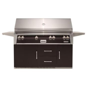 Alfresco Grills ALXE 56 Inch 4 Burner Freestanding Propane Gas Grill with Sear Zone and Rear Infrared Burner on Refrigerated Cart Jet Black Matte ALXE 56BFGR LP SM9005 350