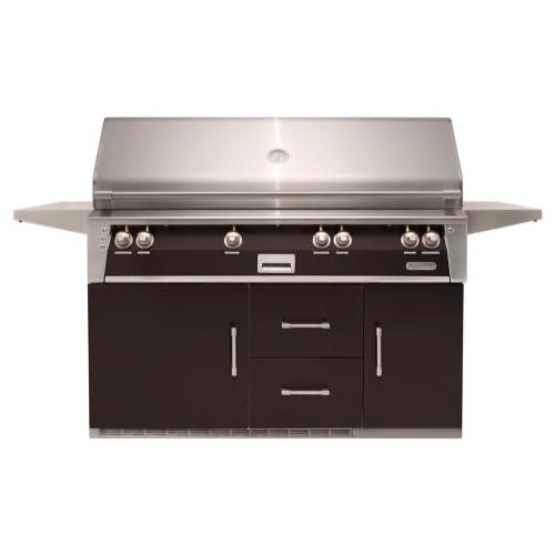 Alfresco Grills ALXE 56 Inch 4 Burner Freestanding Propane Gas Grill with Sear Zone and Rear Infrared Burner on Refrigerated Cart   Jet Black Matte