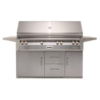 Alfresco Grills ALXE 56 Inch 4 Burner Freestanding Propane Gas Grill with Sear Zone and Rear Infrared Burner on Refrigerated Cart Signal Grey ALXE 56BFGR LP S7004350