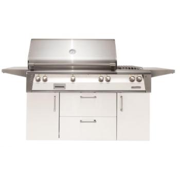 Alfresco Grills ALXE 56 Inch 3 Burner Freestanding Propane Gas Grill with Rear Infrared Burner and Side Burner Signal White Gloss ALXE 56C LP S9003350