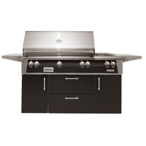 Alfresco Grills ALXE 56 Inch 3 Burner Freestanding Propane Gas Grill with Rear Infrared Burner and Side Burner   Jet Black Matte