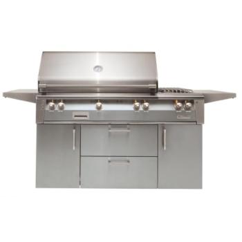 Alfresco Grills ALXE 56 Inch 3 Burner Freestanding Propane Gas Grill with Rear Infrared Burner and Side Burner Signal Grey ALXE 56C LP S7004350