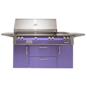 Alfresco Grills ALXE 56 Inch 3 Burner Freestanding Natural Gas Grill with Rear Infrared Burner and Side Burner Blue Lilac ALXE 56C NG S4005350