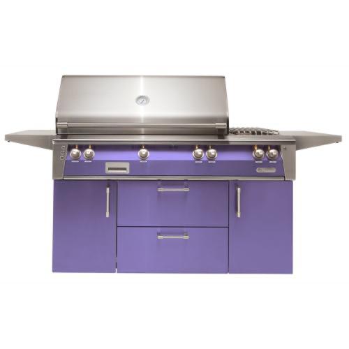 Alfresco Grills ALXE 56 Inch 3 Burner Freestanding Natural Gas Grill with Rear Infrared Burner and Side Burner   Blue Lilac