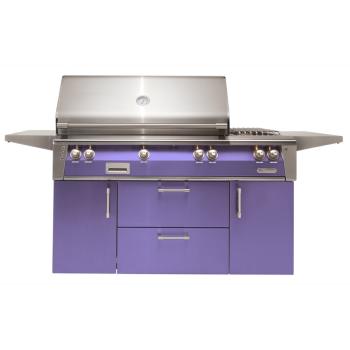 Alfresco Grills ALXE 56 Inch 3 Burner Freestanding Gas Grill with Rear Infrared Burner and Side Burner Blue Lilac350