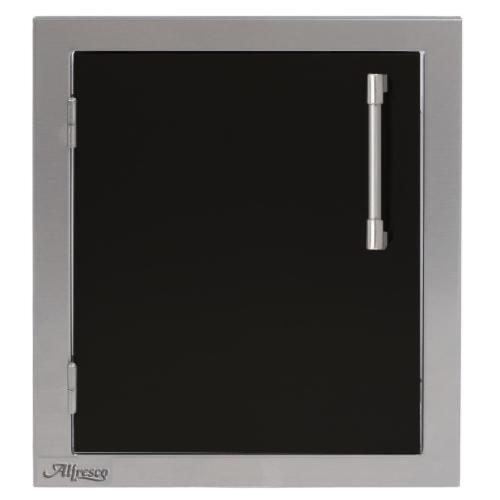Alfresco Grills 17 Inch Stainless Steel Left Hinged Vertical Single Access Door   Jet Black Gloss