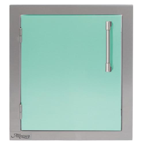 Alfresco Grills 17 Inch Stainless Steel Left Hinged Vertical Single Access Door   Light Green