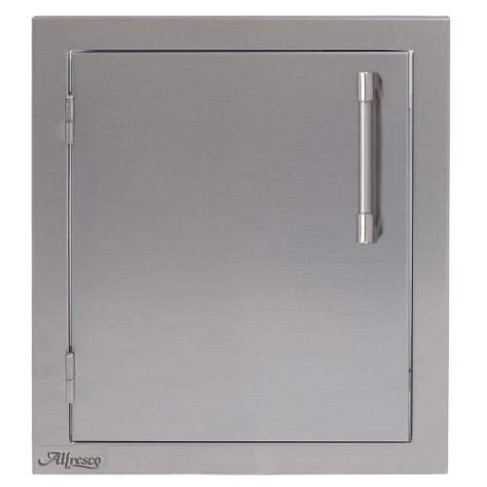 Alfresco Grills 17 Inch Stainless Steel Left Hinged Vertical Single Access Door   Signal Grey