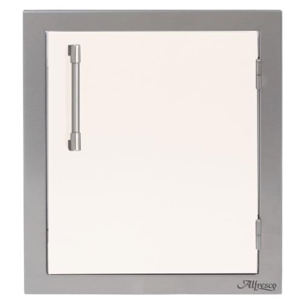 Alfresco Grills 17 Inch Stainless Steel Right Hinged Vertical Single Access Door   Signal White Gloss