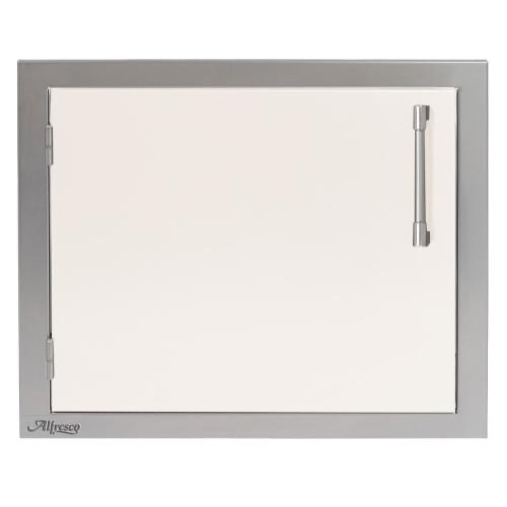 Alfresco Grills 23 Inch Stainless Steel Left Hinged Vertical Single Access Door   Signal White Gloss