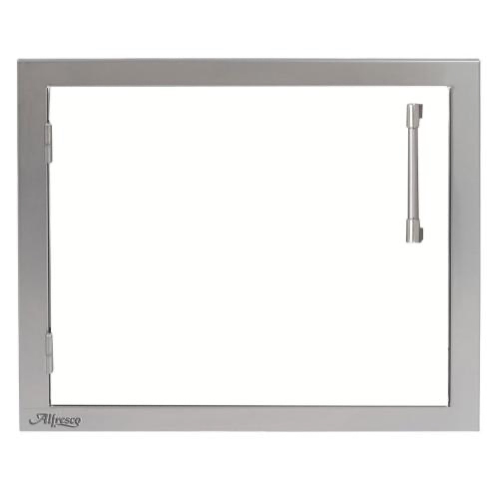 Alfresco Grills 23 Inch Stainless Steel Left Hinged Vertical Single Access Door   Signal White Matte