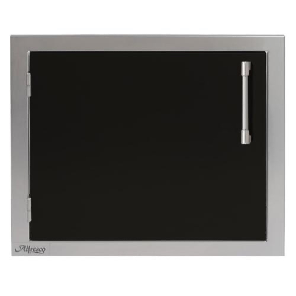 Alfresco Grills 23 Inch Stainless Steel Left Hinged Vertical Single Access Door   Jet Black Gloss