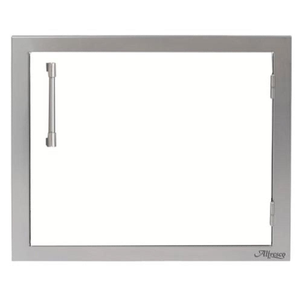 Alfresco Grills 23 Inch Stainless Steel Right Hinged Vertical Single Access Door   Signal White Matte