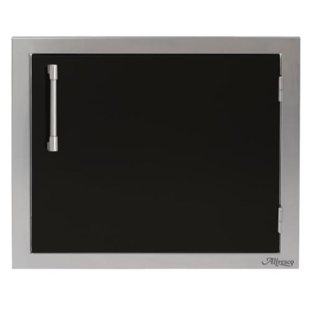 Alfresco Grills 23 Inch Stainless Steel Right Hinged Vertical Single Access Door   Jet Black Gloss
