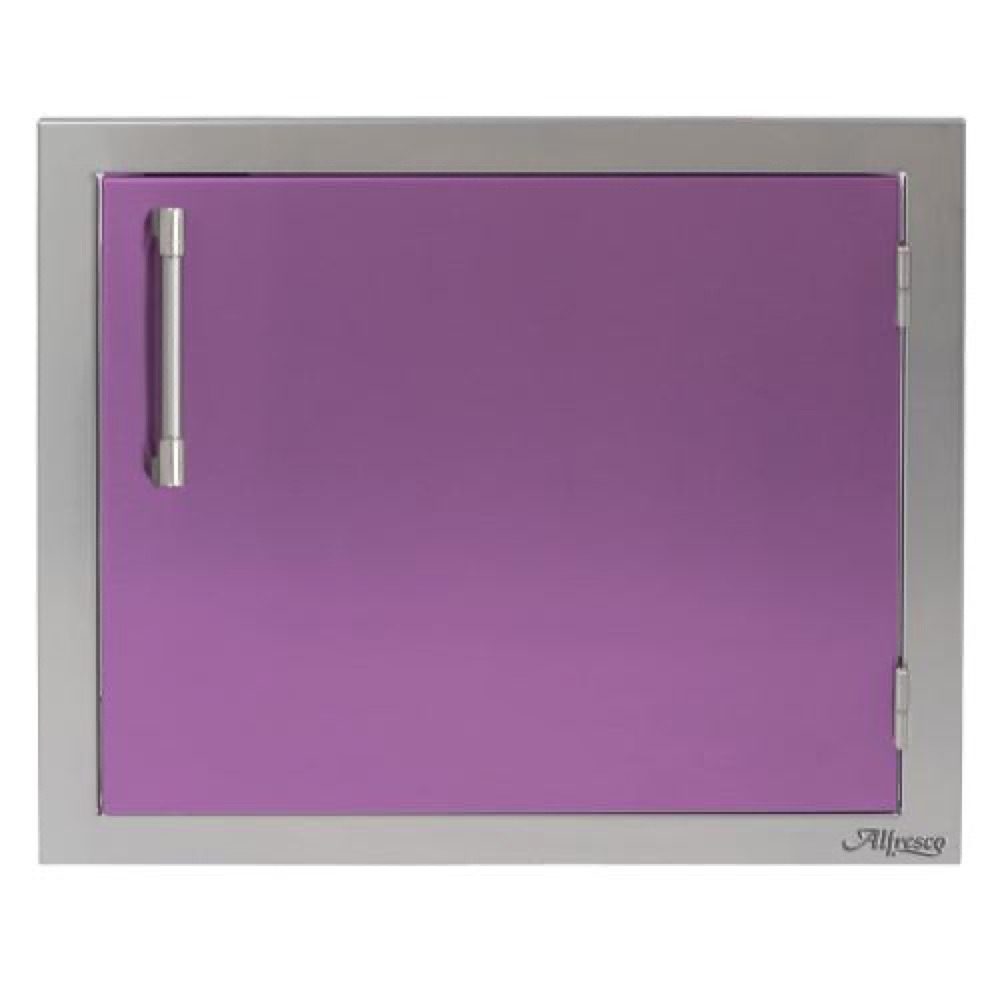Alfresco Grills 23 Inch Stainless Steel Right Hinged Vertical Single Access Door   Blue Lilac