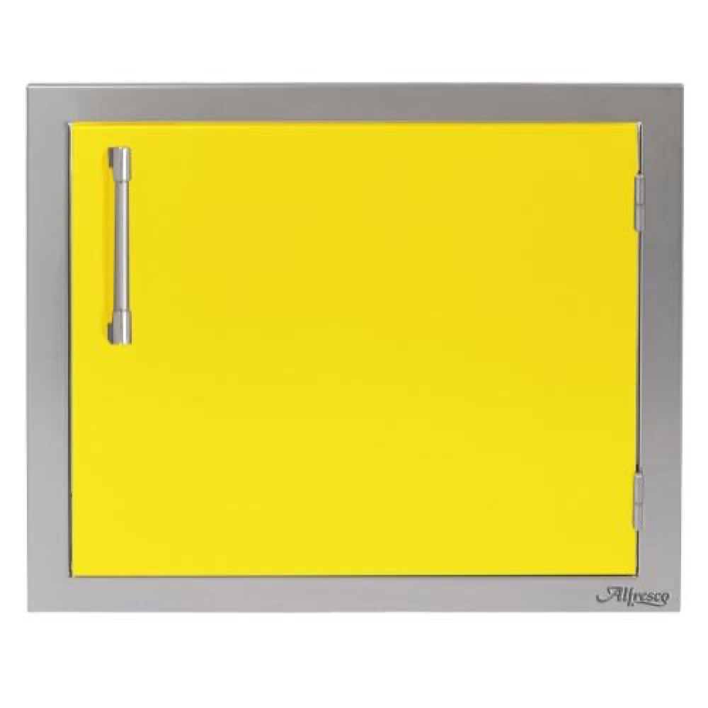 Alfresco Grills 23 Inch Stainless Steel Right Hinged Vertical Single Access Door   Traffic Yellow