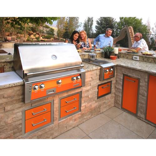 Alfresco Grills 23 Inch Stainless Steel Right Hinged Vertical Single Access Door   Luminous Orange