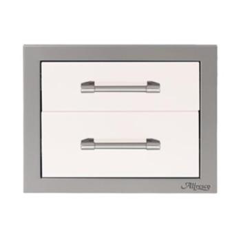 Alfresco Grills 17 Inch Stainless Steel Double Access Drawer with Soft Close Hardware Signal White Matte AXE 2DR SC SM9003350