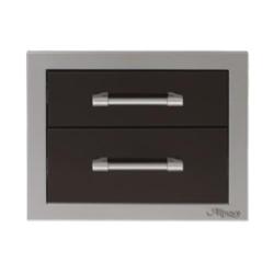 Alfresco Grills 17 Inch Stainless Steel Double Access Drawer with Soft Close Hardware Jet Black Matte AXE 2DR SC SM9005250