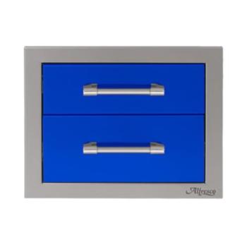 Alfresco Grills 17 Inch Stainless Steel Double Access Drawer with Soft Close Hardware Ultramarine Blue AXE 2DR SC S5002350