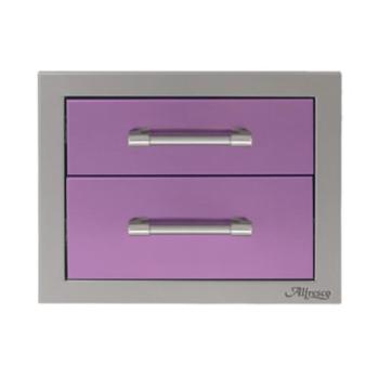 Alfresco Grills 17 Inch Stainless Steel Double Access Drawer with Soft Close Hardware Blue Lilac AXE 2DR SC S4005350