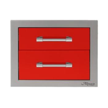 Alfresco Grills 17 Inch Stainless Steel Double Access Drawer with Soft Close Hardware Carmine Red AXE 2DR SC S3002350
