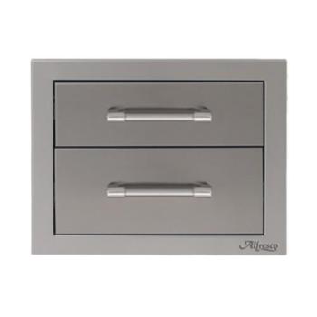 Alfresco Grills 17 Inch Stainless Steel Double Access Drawer with Soft Close Hardware Signal Grey AXE 2DR SC S7004350