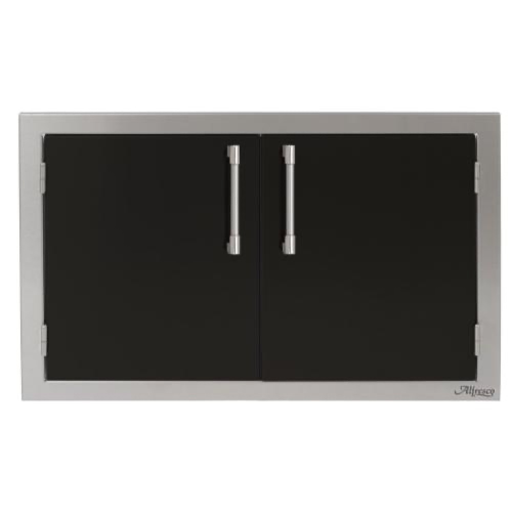 Alfresco Grills 30 Inch Stainless Steel Double Access Door   Jet Black Gloss