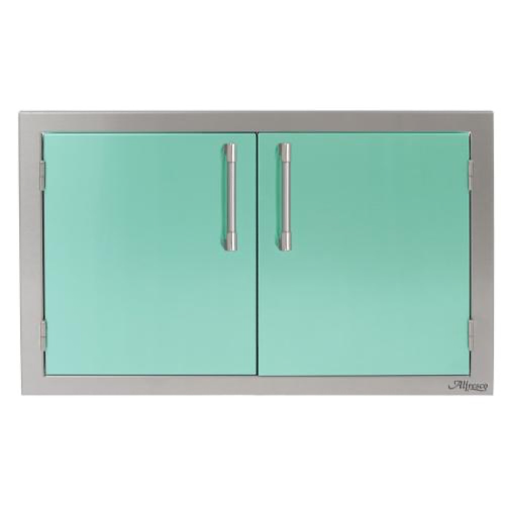 Alfresco Grills 30 Inch Stainless Steel Double Access Door   Light Green