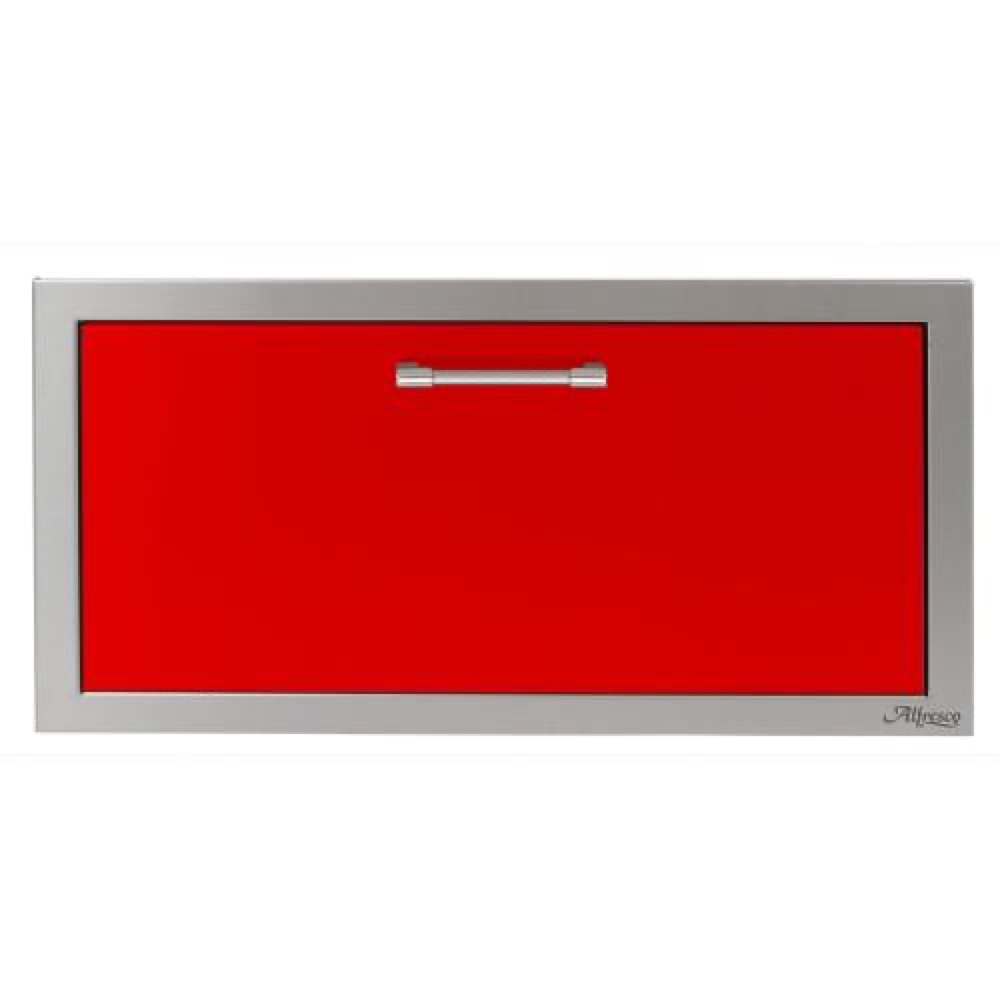 Alfresco Grills 30 Inch Stainless Steel VersaPower Single Accessory Drawer with Soft Close Hardware   Carmine Red