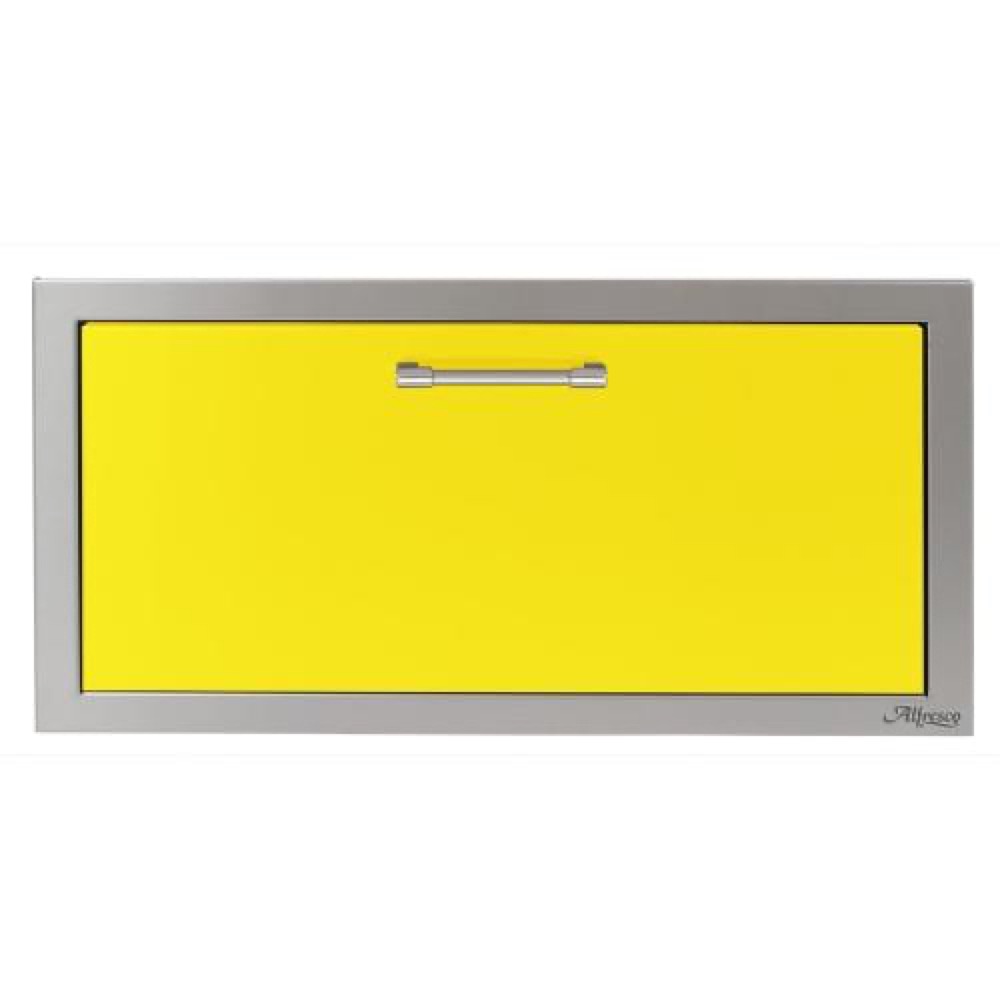Alfresco Grills 30 Inch Stainless Steel VersaPower Single Accessory Drawer with Soft Close Hardware   Traffic Yellow