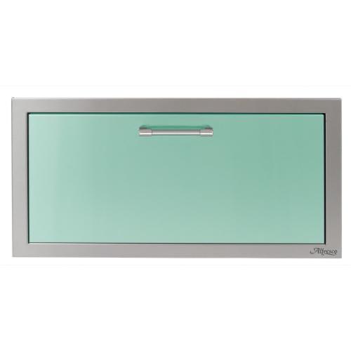 Alfresco Grills 30 Inch Stainless Steel VersaPower Single Accessory Drawer with Soft Close Hardware   Light Green
