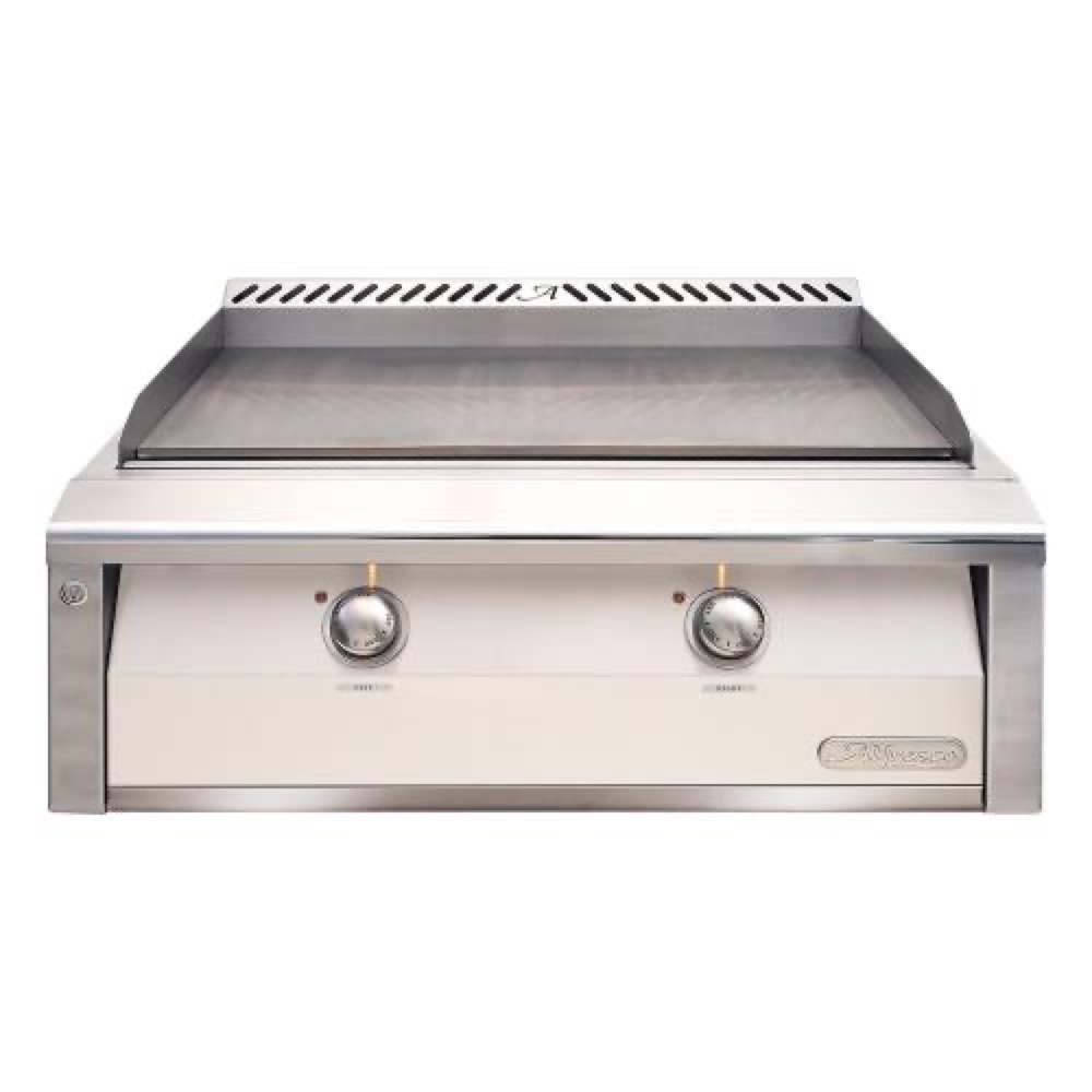 Alfresco Grills 30 Inch 2 Burner Built In Propane Gas Commercial Style Flat Top Griddle   Signal White Gloss