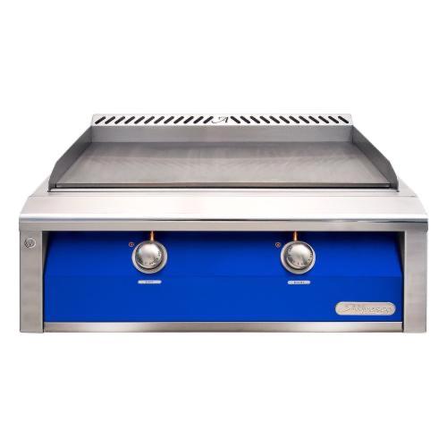 Alfresco Grills 30 Inch 2 Burner Built In Propane Gas Commercial Style Flat Top Griddle   Ultramarine Blue