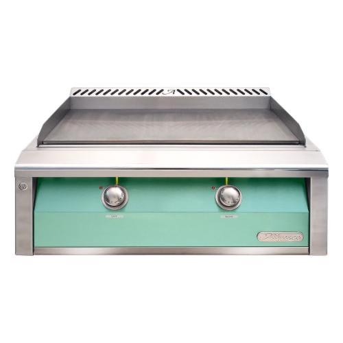 Alfresco Grills 30 Inch 2 Burner Built In Propane Gas Commercial Style Flat Top Griddle   Light Green