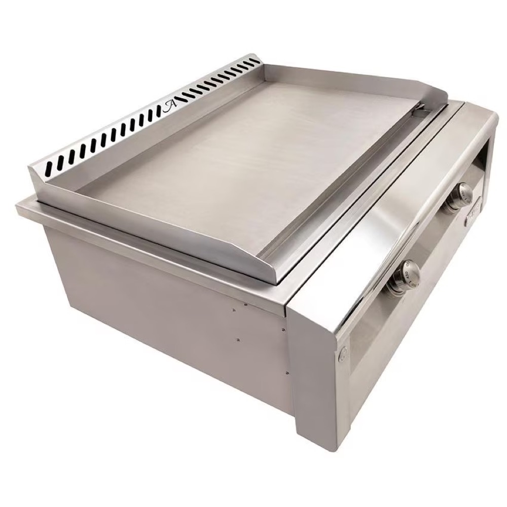 Alfresco Grills 30 Inch 2 Burner Built In Natural Gas Commercial Style Flat Top Griddle   Stainless Steel