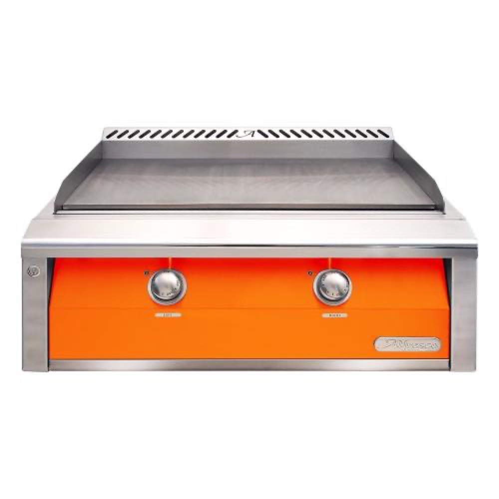 Alfresco Grills 30 Inch 2 Burner Built In Natural Gas Commercial Style Flat Top Griddle   Luminous Orange