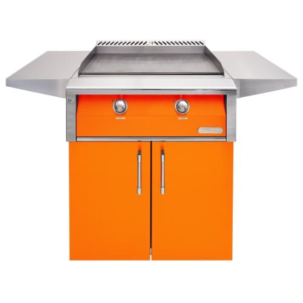 Alfresco Grills 30 Inch 2 Burner Freestanding Propane Gas Commercial Style Flat Top Griddle   Luminous Orange