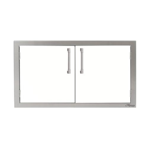 Alfresco Grills 36 Inch Stainless Steel Double Access Door   Signal White Matte