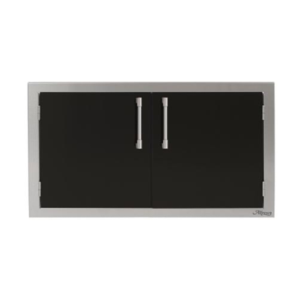 Alfresco Grills 36 Inch Stainless Steel Double Access Door   Jet Black Gloss