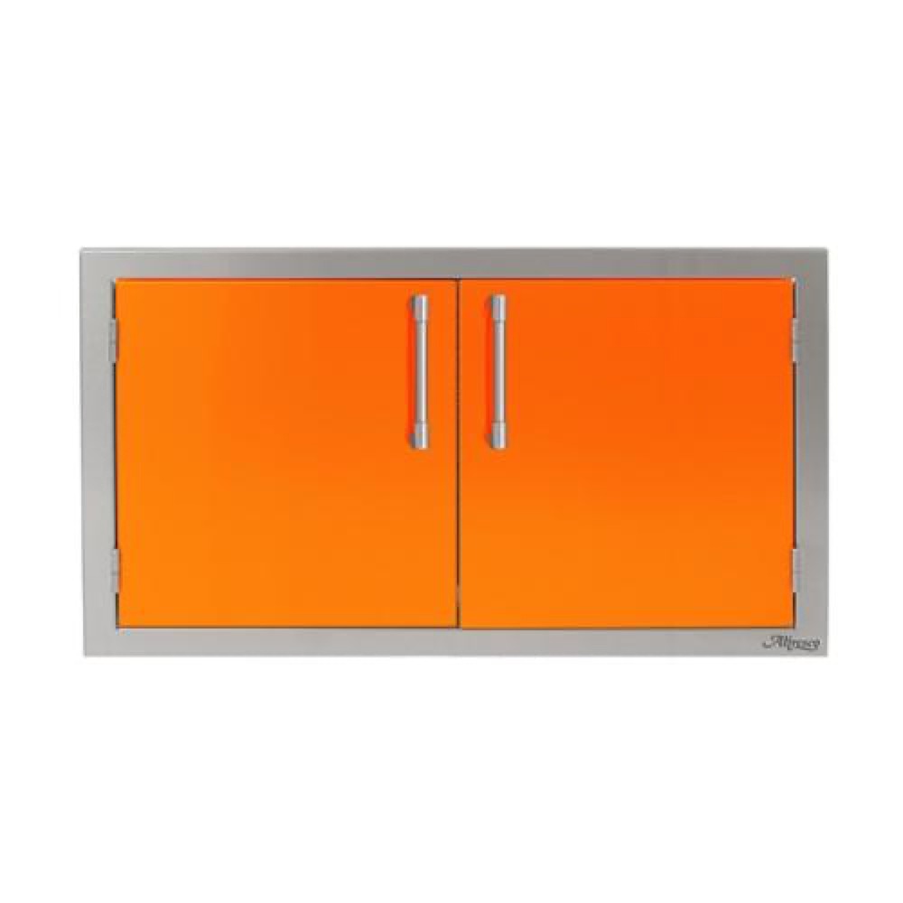 Alfresco Grills 36 Inch Stainless Steel Double Access Door   Luminous Orange
