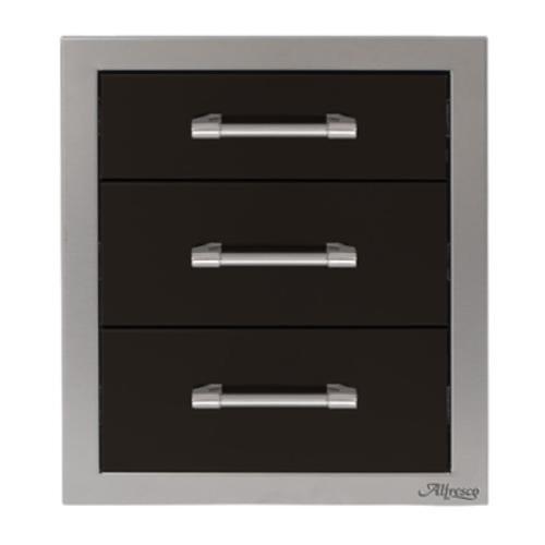 Alfresco Grills 17 Inch Stainless Steel Triple Access Drawer with Soft Close Hardware   Jet Black Gloss