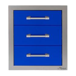 Alfresco Grills 17 Inch Stainless Steel Triple Access Drawer with Soft Close Hardware Ultramarine Blue AXE 3DR SC S5002250