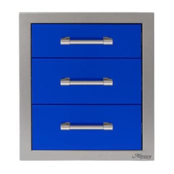 Alfresco Grills 17 Inch Stainless Steel Triple Access Drawer with Soft Close Hardware Ultramarine Blue AXE 3DR SC S5002350