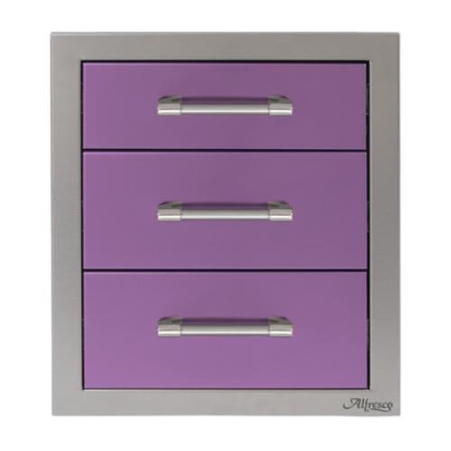 Alfresco Grills 17 Inch Stainless Steel Triple Access Drawer with Soft Close Hardware   Blue Lilac