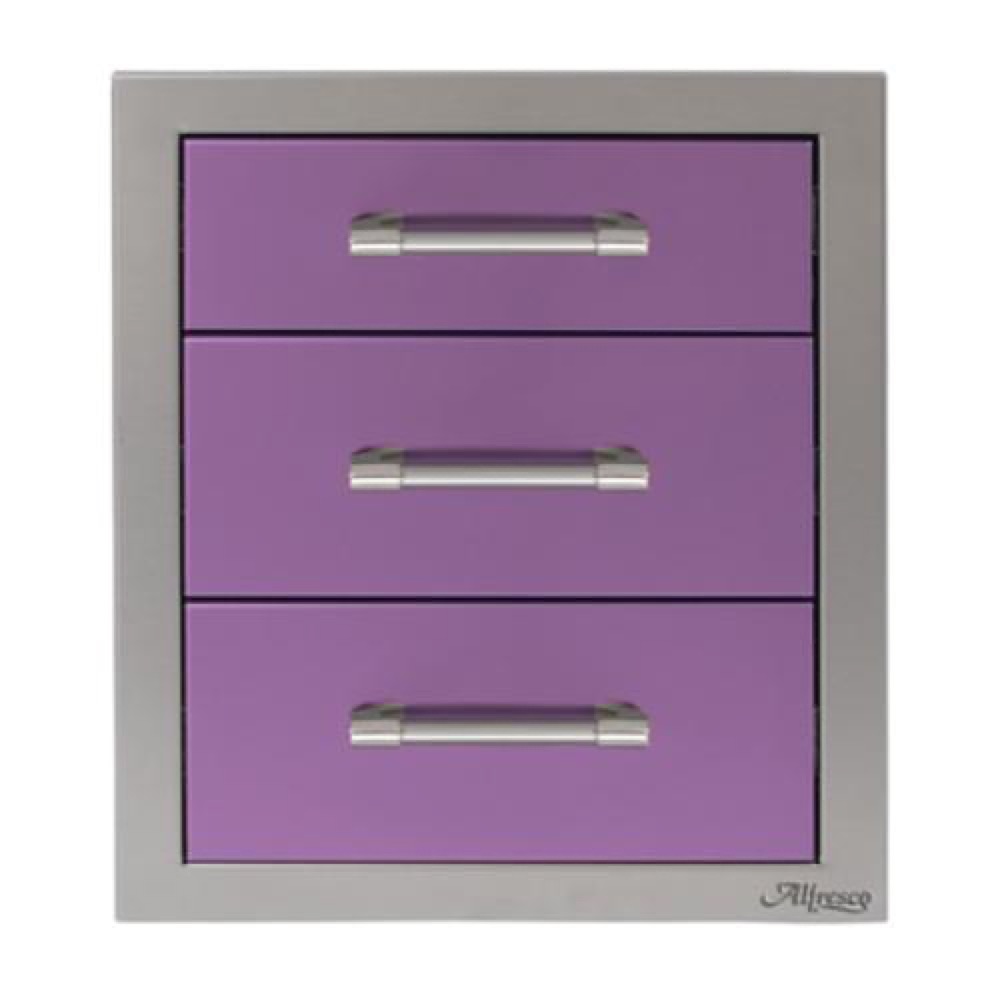 Alfresco Grills 17 Inch Stainless Steel Triple Access Drawer with Soft Close Hardware   Blue Lilac